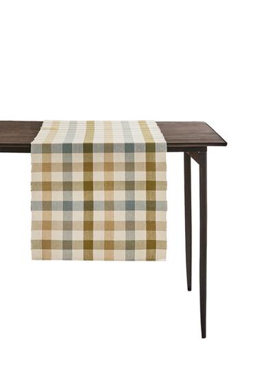 CHECK NEEDLECORD TABLE RUNNER - Blue by Zara