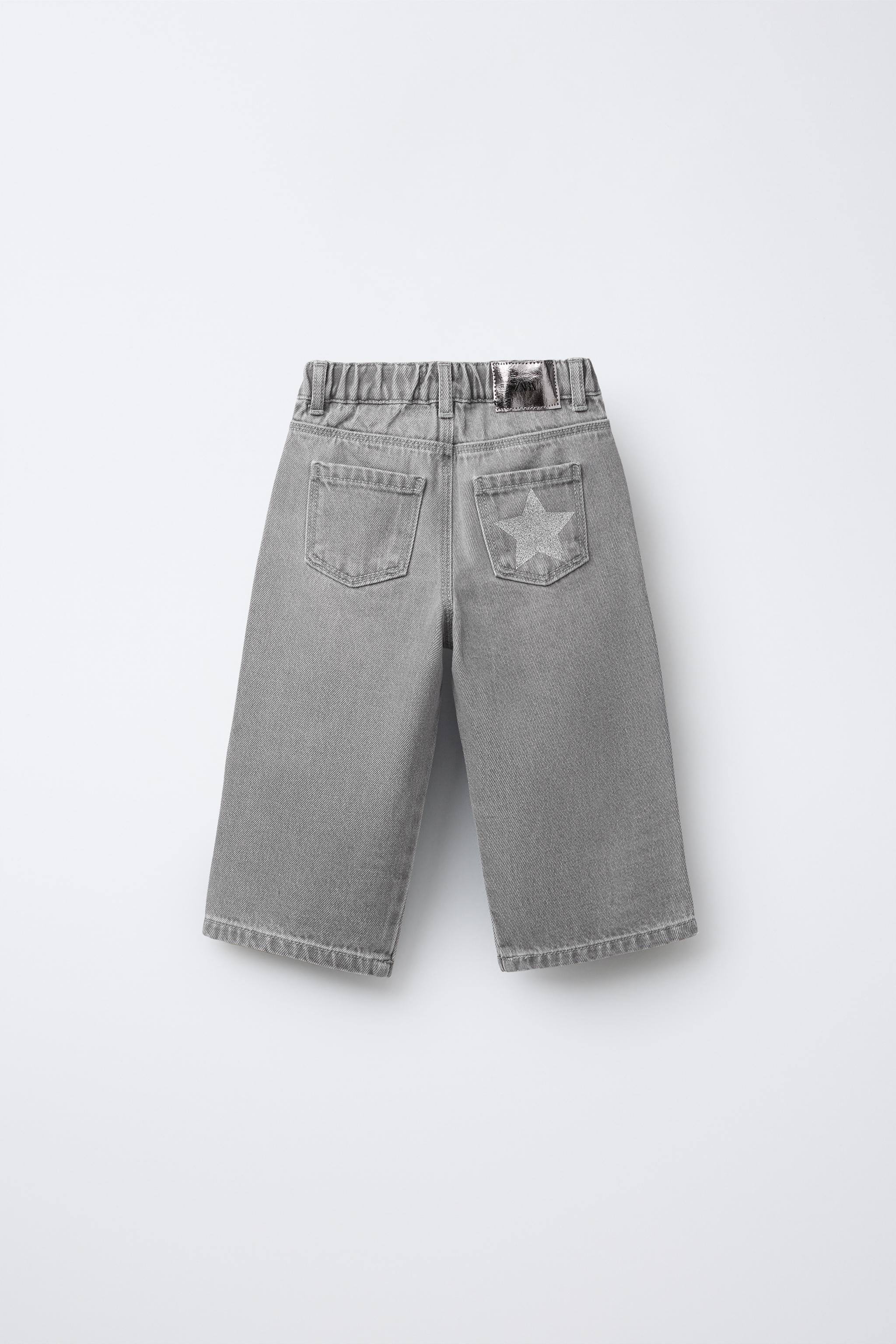 サイドに星柄キュロットデニムパンツ - グレー | ZARA Japan / 日本