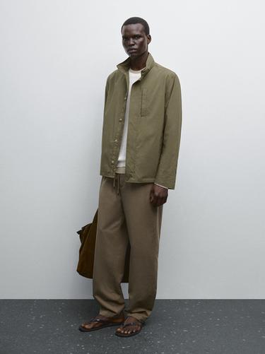 Zara Technical fabric jacket - Khaki - Image 0