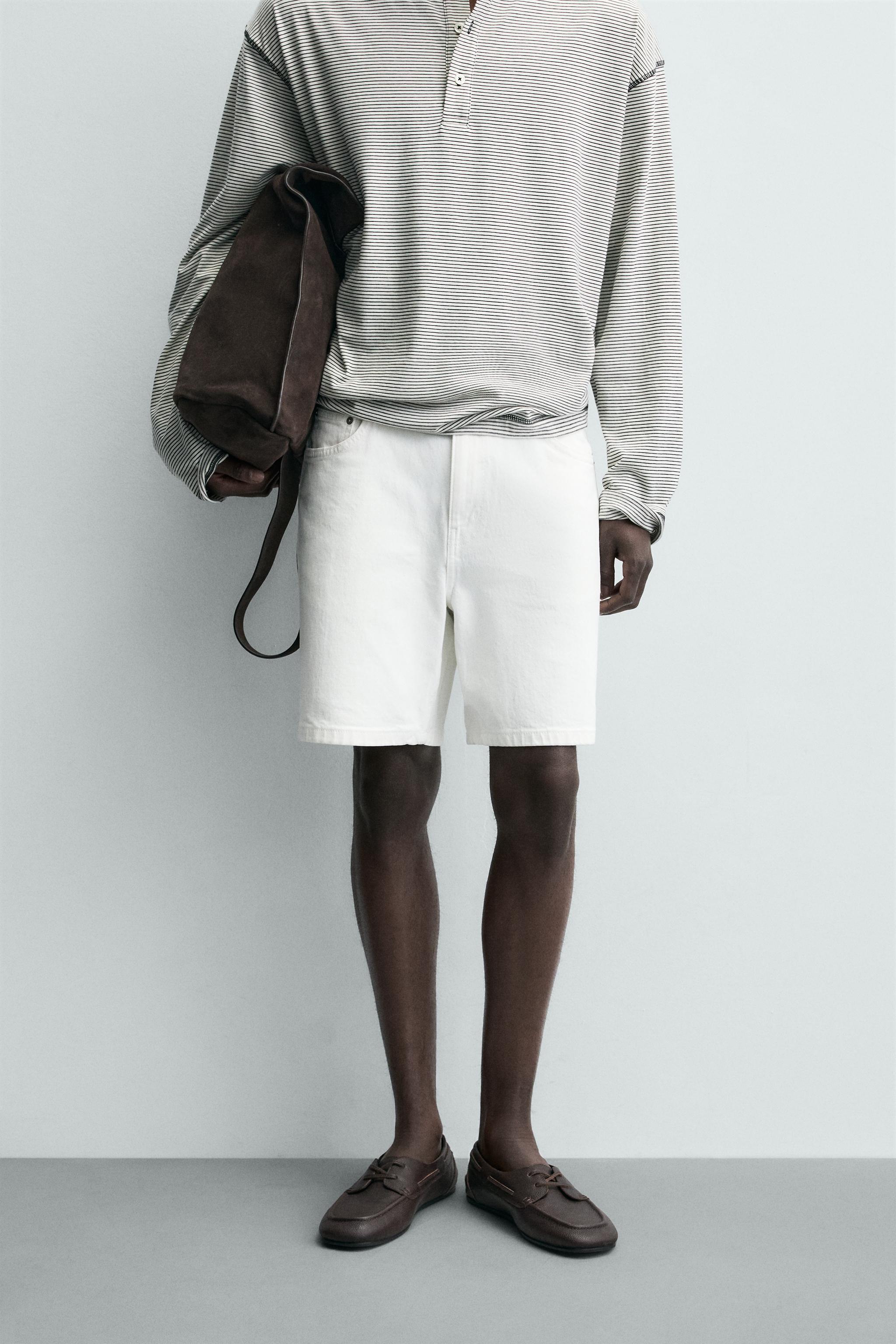 レギュラーフィットデニムバミューダパンツ - ホワイト | ZARA Japan