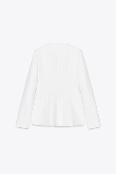 TAILORED ROUND NECK BLAZER - Oyster-white by Zara - Image 5