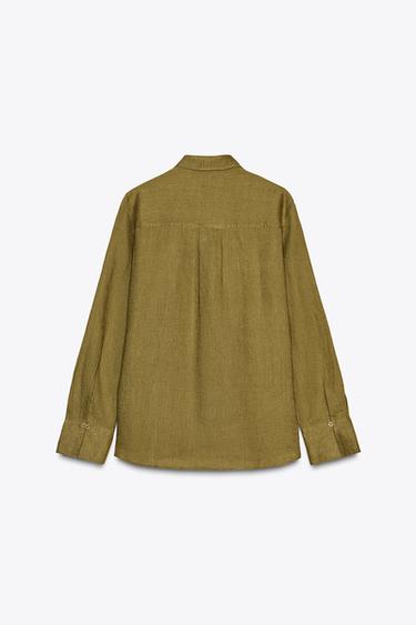 CHEMISE 100 % LIN COLLECTION ZW - Vert olive de Zara - Image 5