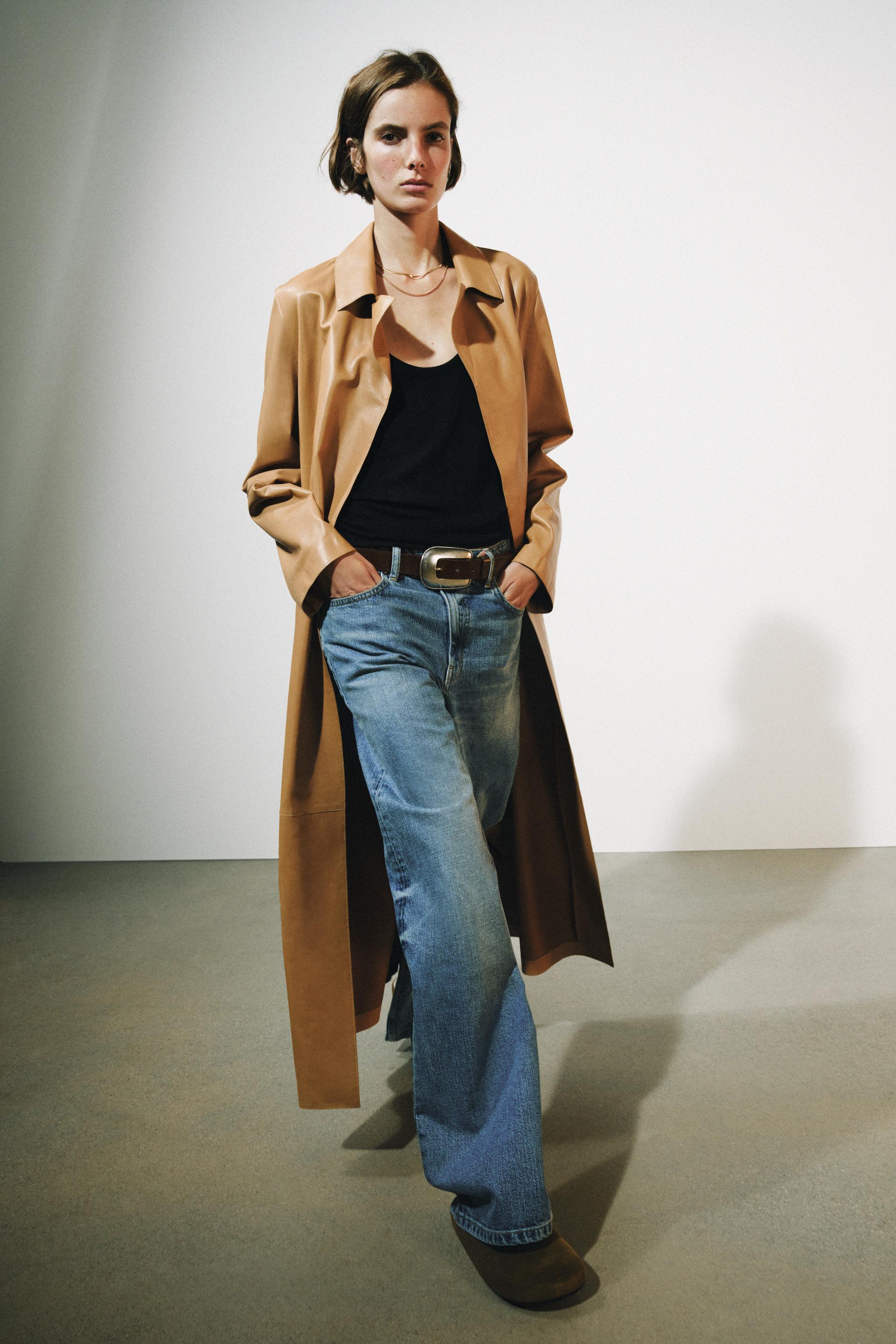 ZW COLLECTION RELAXED LOW-RISE WIDE LEG JEANS — Mid-blue