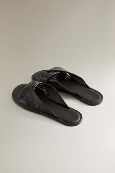 KNOTTED LEATHER SLIDERS - Brown by Zara - Image 3