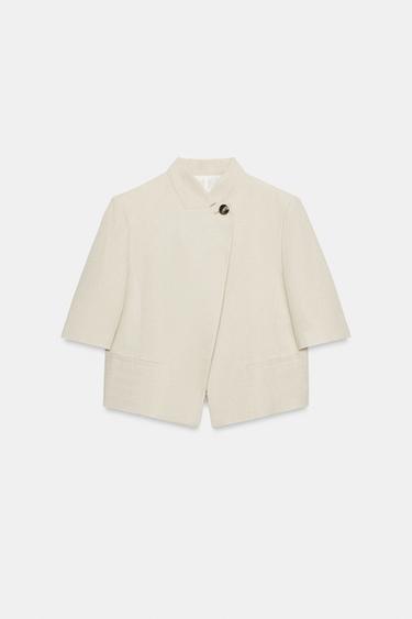 リネンショートスリーブブレザーライトベージュ0Zaraのリネンショートスリーブブレザー - ライトベージュ - 画像 0