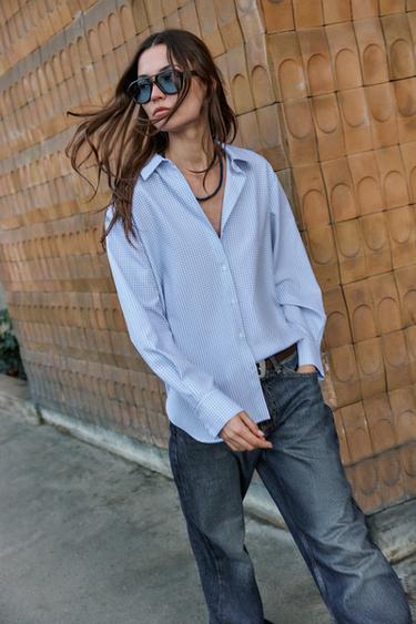 CHEMISE OXFORD À CARREAUX - Bleu / Blanc de Zara - Image 1