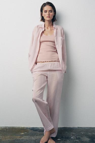 CAMISA PIJAMERA RAYAS - Rosa de Zara