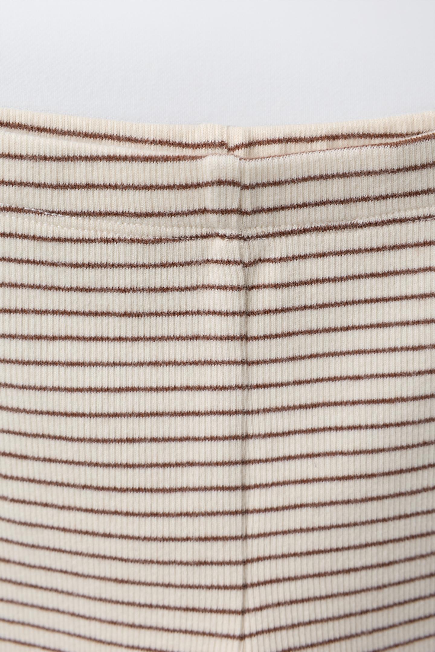 Детский комплект Zara Striped Embroidered Bodysuit and Leggings Set, цвет: Коричневый — фото 5