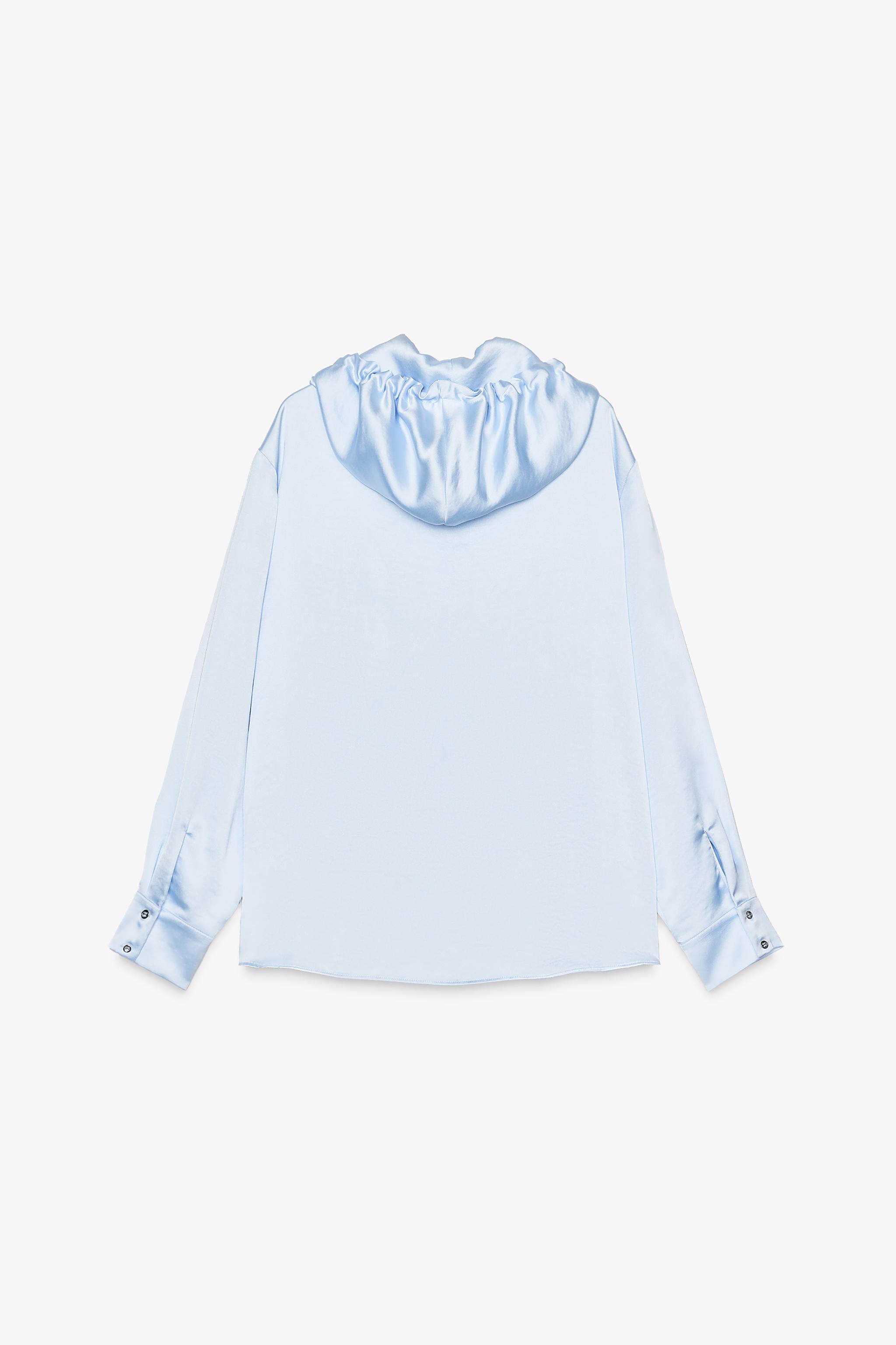 SATIN HOODED BLOUSE
