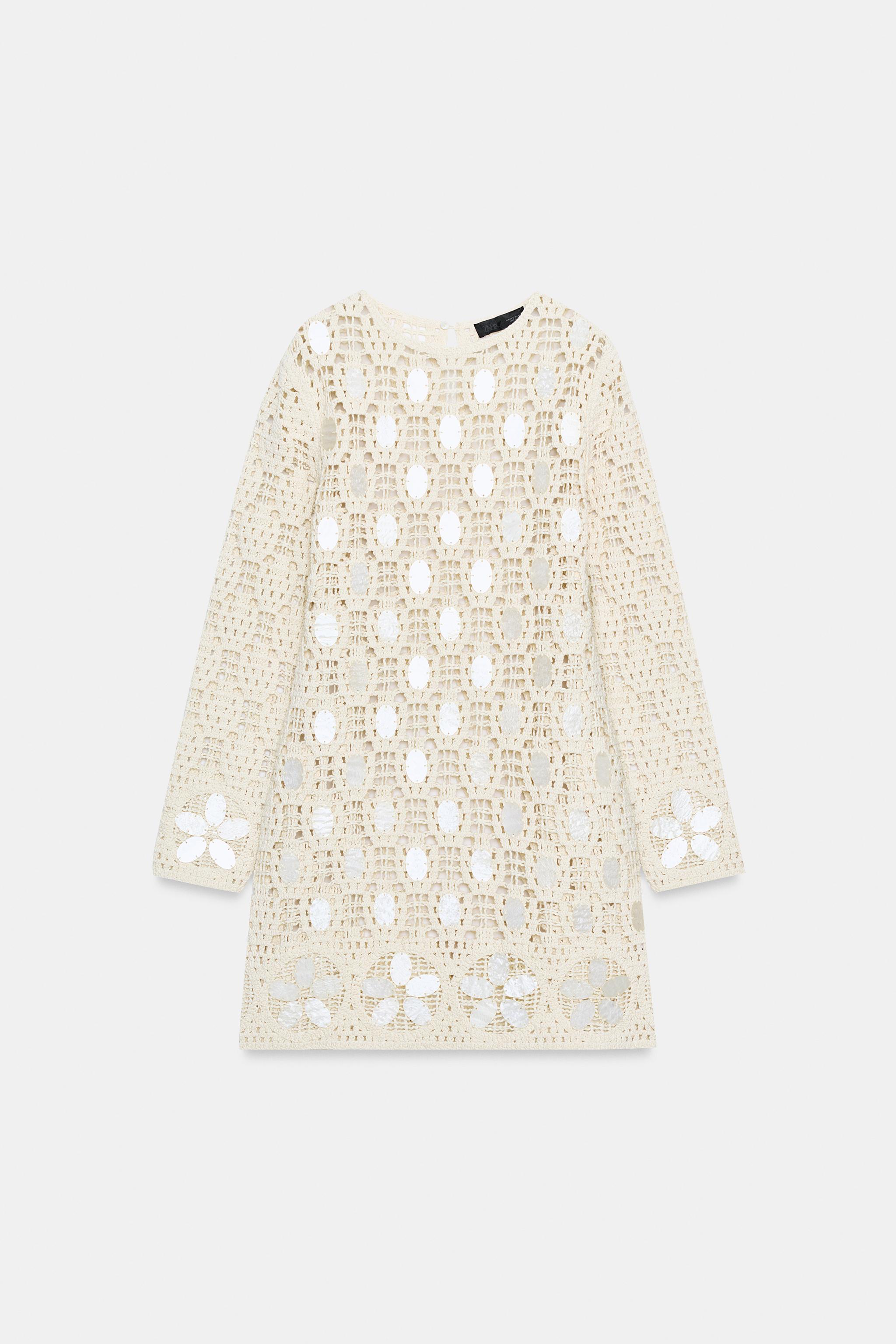 zara knit dress with organza sleeves ZARA WOMAN FW21 COMBINATION KNIT ORGANZA MINI RUFFLE DRESS Sz S REF:2488/110 #F