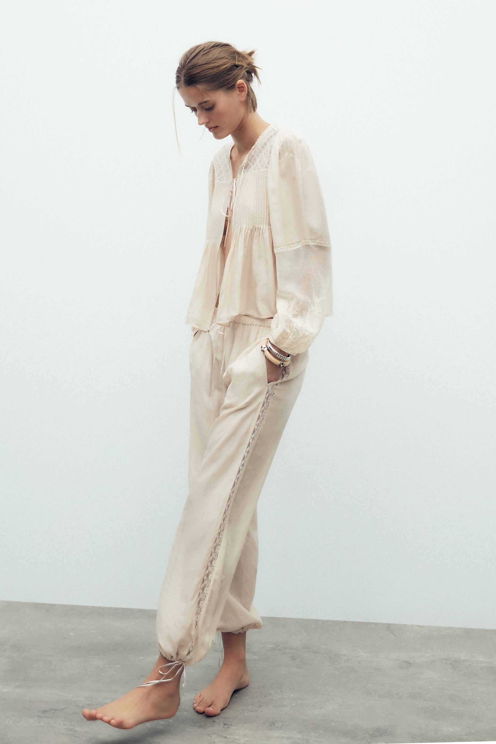 良質  LACE-UP PANTS States United ZARA | Ecru - パンツ