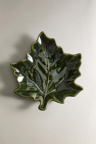 Zara STONEWARE MINI LEAF PLATE - Greens