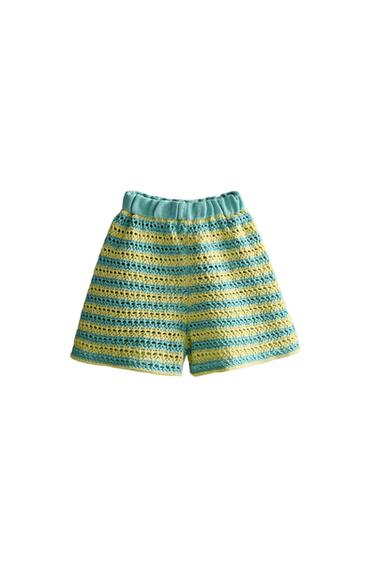 KIDS' CROCHET BEACH BERMUDA SHORTS - Lime by Zara