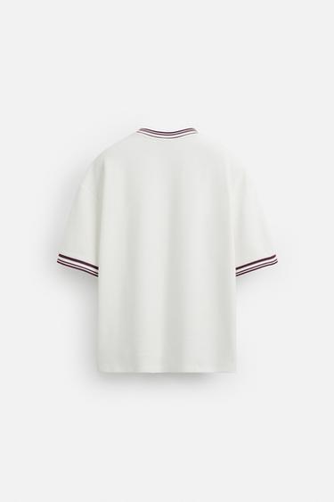 T-SHIRT STRUCTURE FOOT RÉTRO - Blanc cassé de Zara - Image 7