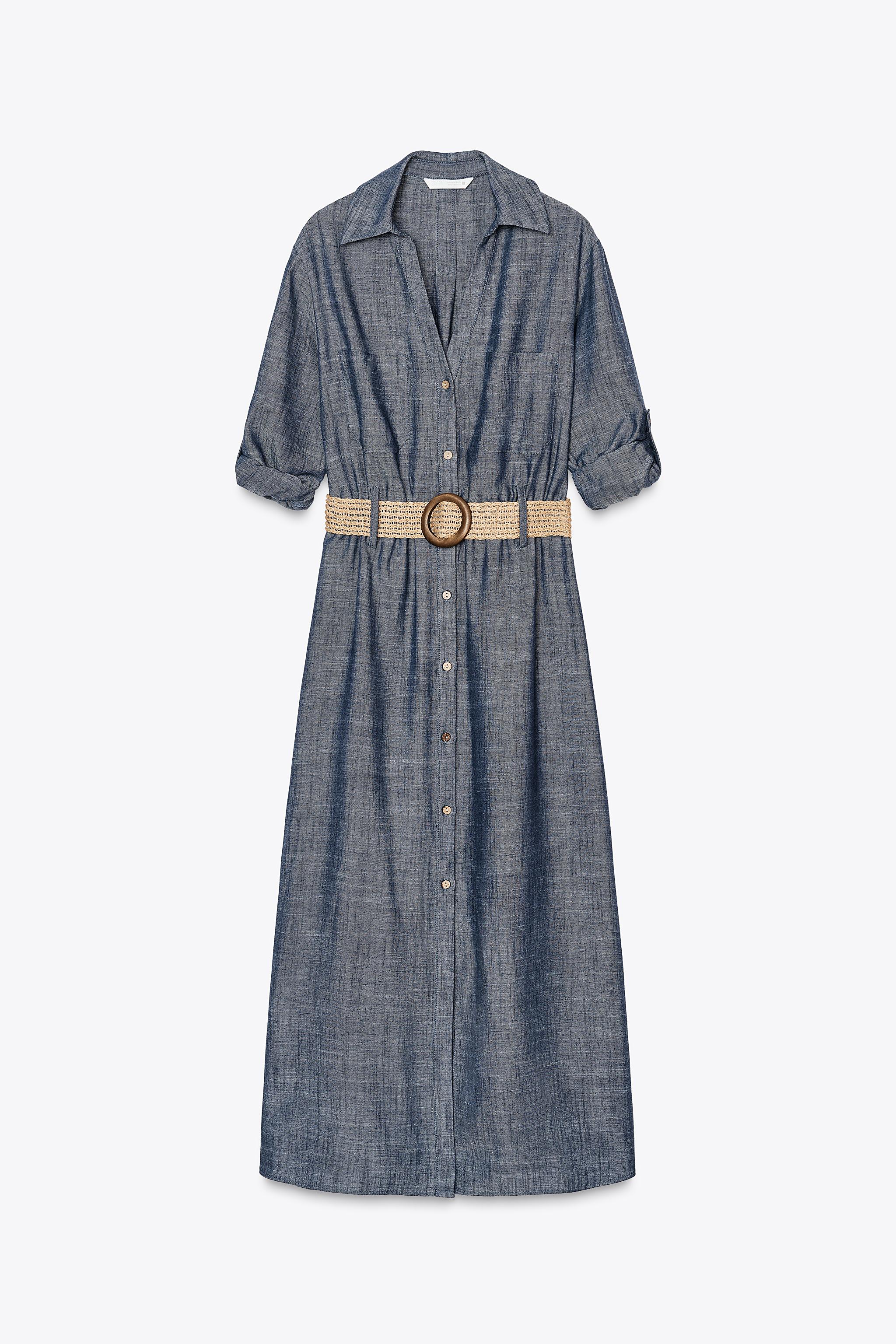 ZARA】ZW COLLECTION ベルト付きミディワンピース - メルカリ