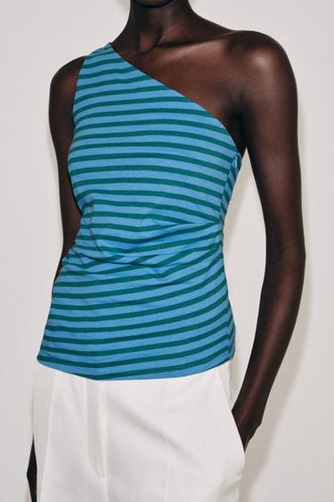 ASYMMETRIC STRIPED TOP - Printed by Zara