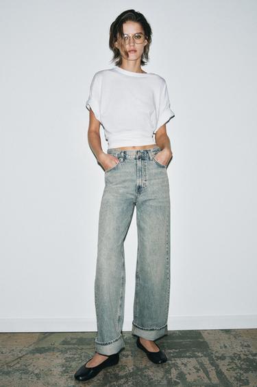 Zara ZW COLLECTION MID-RISE BAGGY JEANS - Light blue