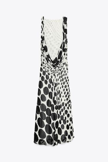 ZW COLLECTION POLKA DOT LONG DRESS - Black / White by Zara - Image 3