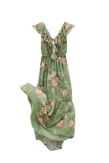 RUFFLED PRINTED DRESS
