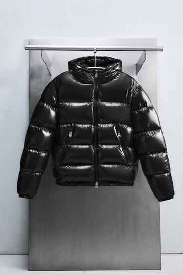 Zara 100% FEATHER WATER REPELLENT PUFFER JACKET - Black