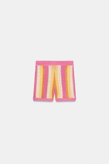 STRIPED CUTWORK KNIT SHORTS - Multicoloured by Zara - Image 7