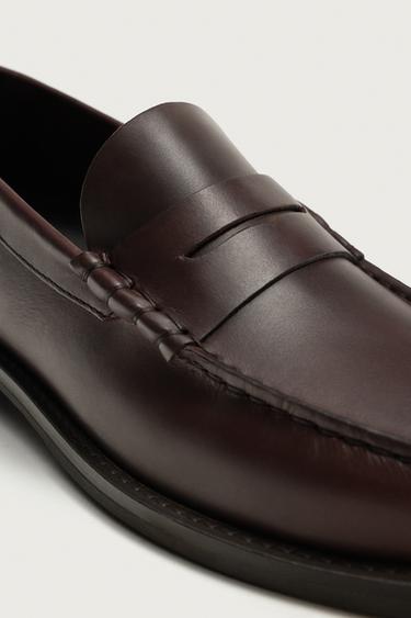MOCASSINS EN CUIR À MASQUE - Marron de Zara - Image 5