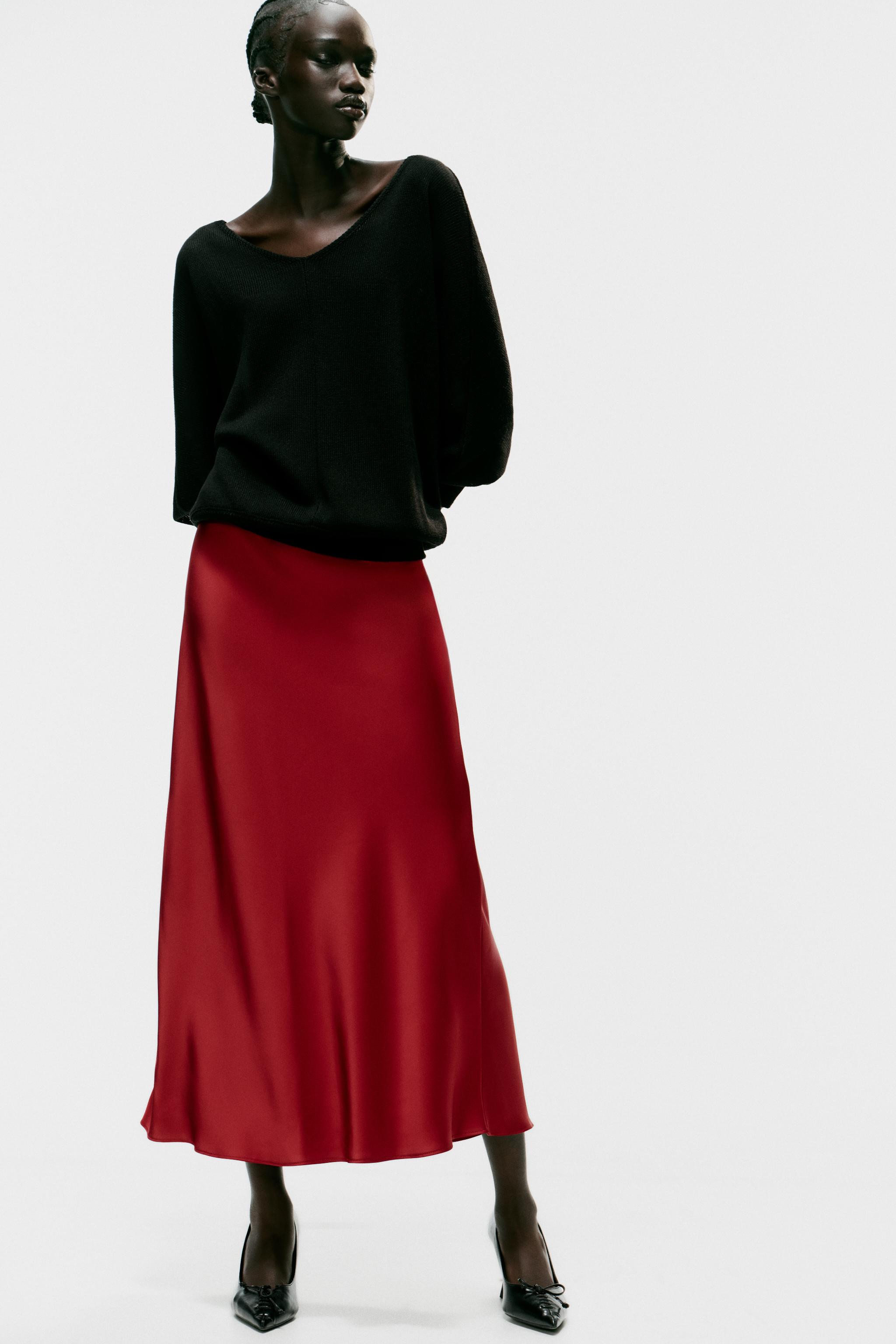 Satin Midi Skirt by Zara