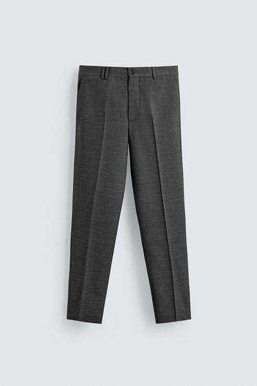COMFORT STRAIGHT-LEG TROUSERS - Grey marl by Zara