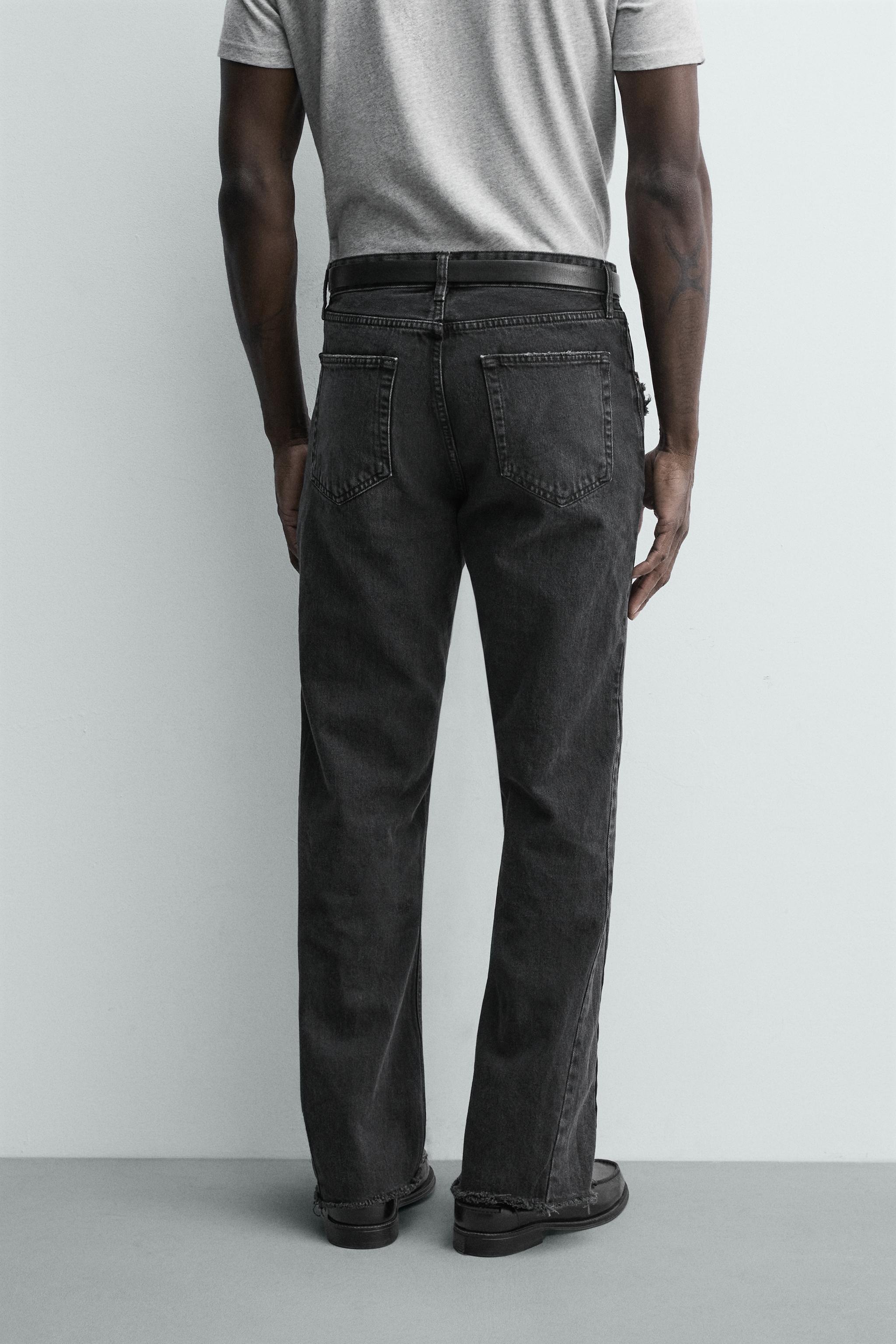 ダメージ加工フレアフィットデニムパンツ - ブラック | ZARA Japan / 日本