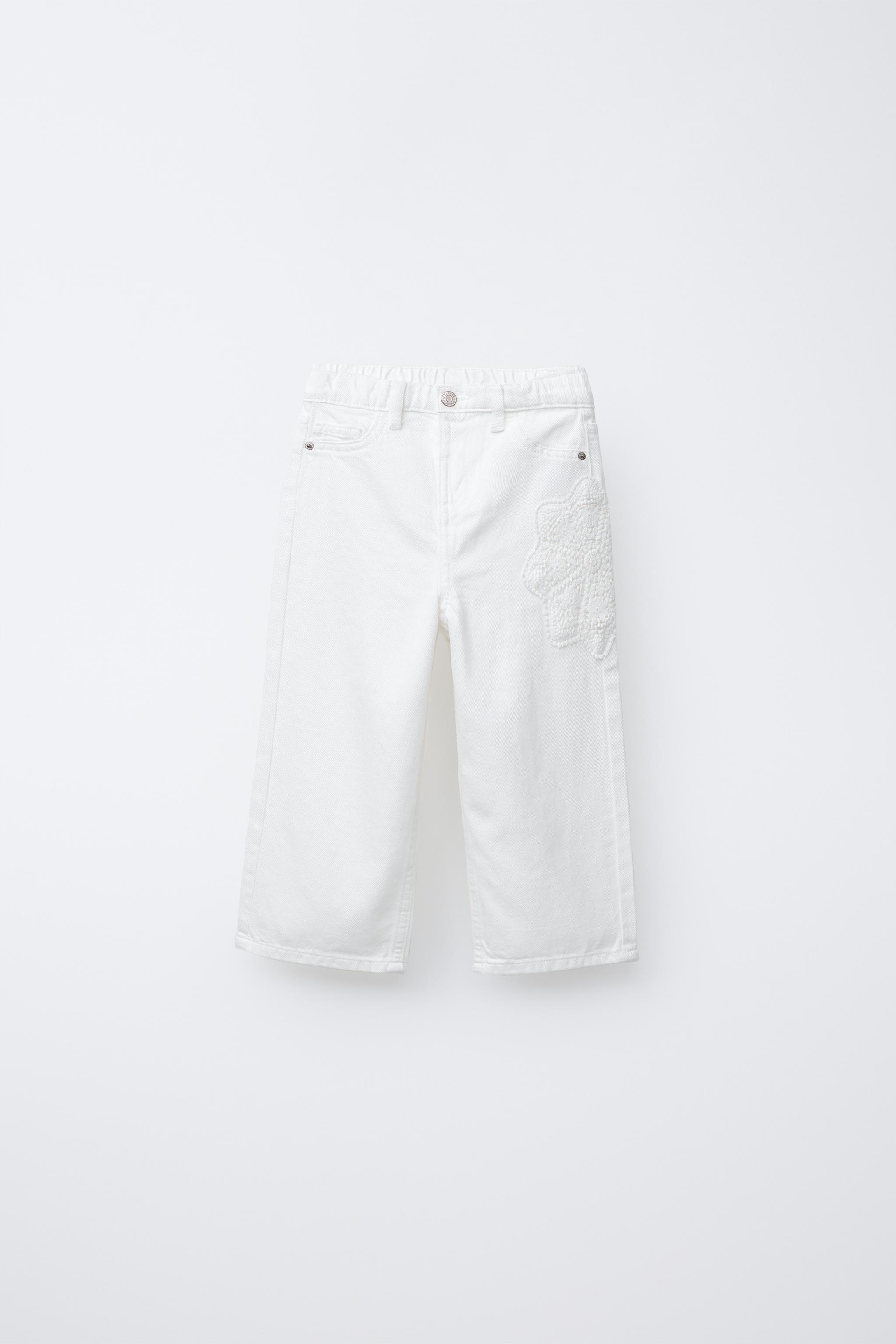 PANTALON DROIT SERGÉ FLEUR CROCHET