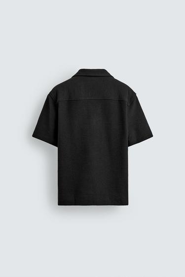 Zara TEXTURED WEAVE SHIRT - Black