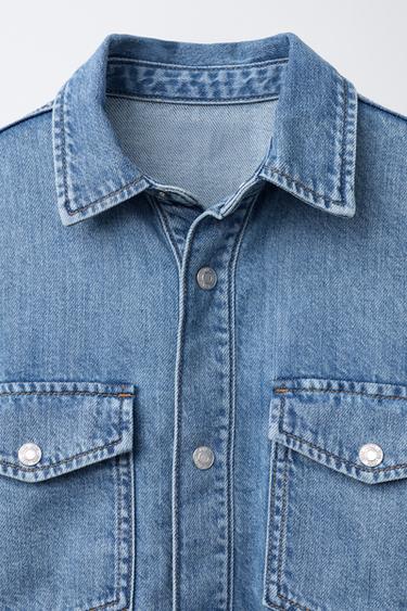 CHEMISE EN DENIM À POCHES - Bleu moyen de Zara - Image 2
