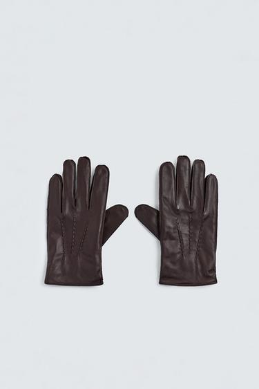 Zara LEATHER GLOVES - Maroon