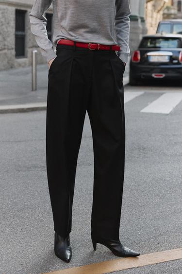 GERADE GESCHNITTENE HOSE MIT GÜRTEL - Schwarz von Zara