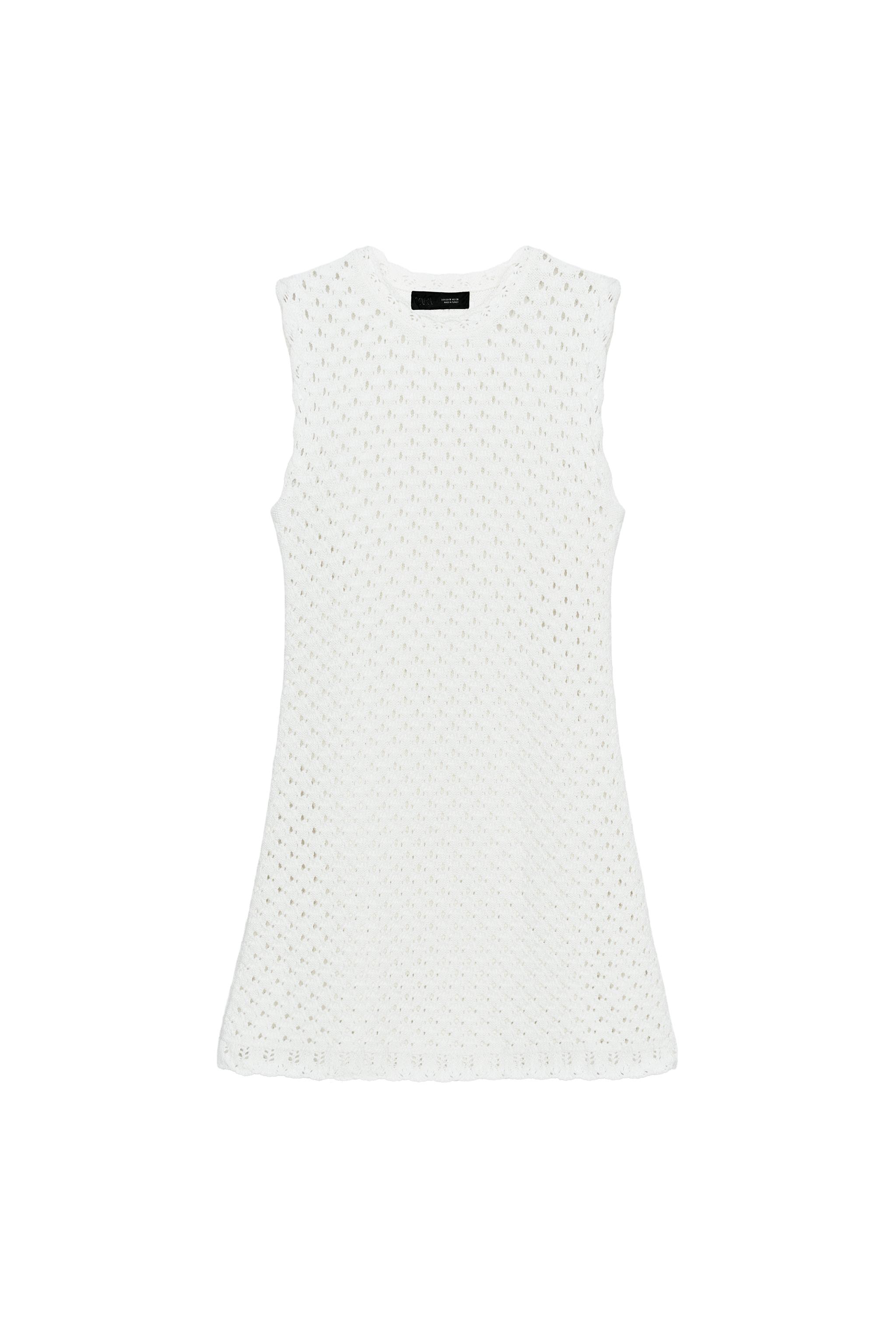 POINTELLE KNIT MINI DRESS - White | ZARA United States