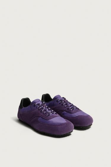 Zara BAREFOOT SNEAKERS WITH LEATHER DETAILS - Purple