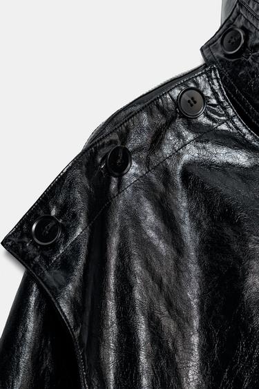 VESTE EFFET MATIÈRE SYNTHÉTIQUE ÉCHARPE ZW COLLECTION - Noir de Zara - Image 9