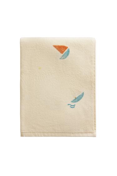 Zara KIDS' BOAT VELOUR BEACH TOWEL - 奶油色