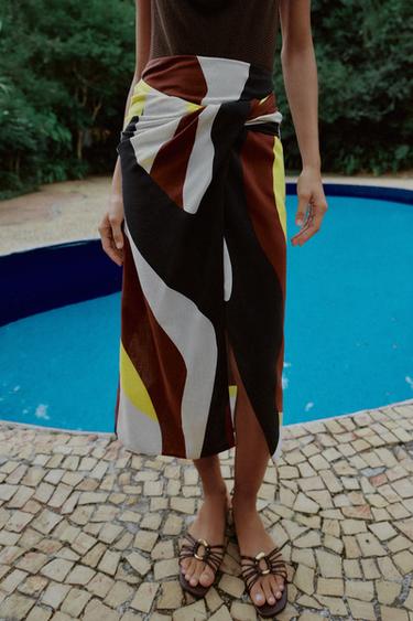 JUPE MI-LONGUE PAREO IMPRIMÉE - Multicolore de Zara - Image 4