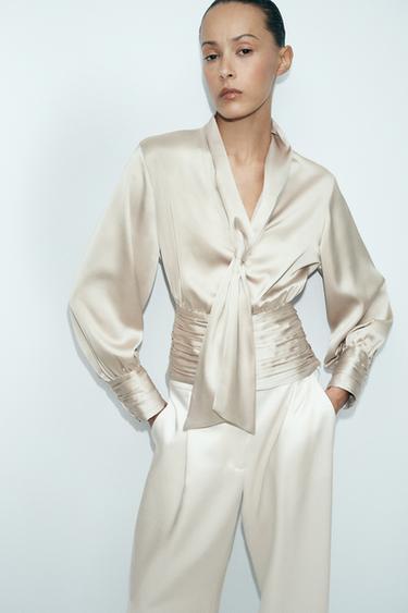 BLOUSE FOULARD DRAPÉE AVEC NŒUD - Pierre de Zara