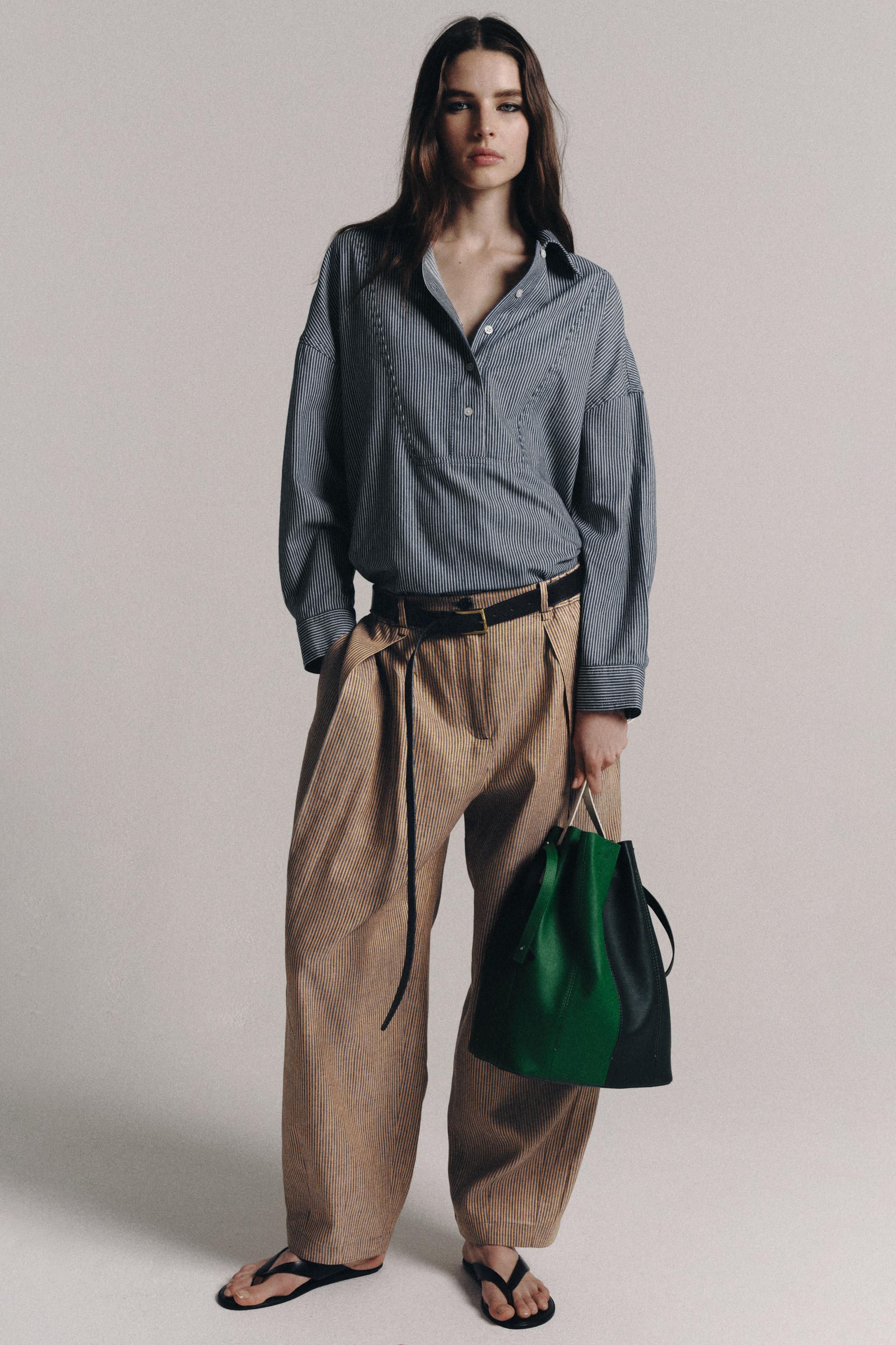 Женские брюки Zara LINEN BLEND DARTED PANTS ZW COLLECTION — фото 7