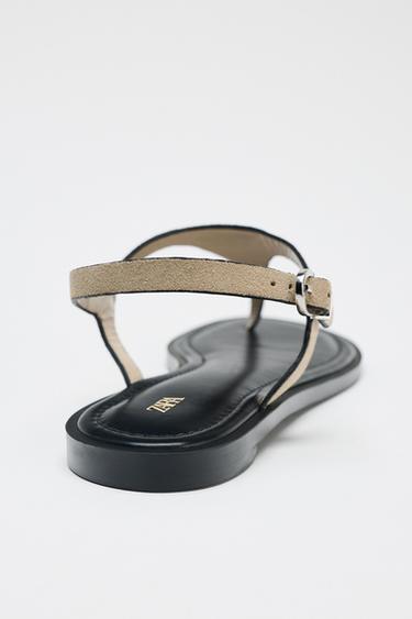 LEATHER BUCKLE-STRAP SANDALS - Sand Brown by Zara - Image 4