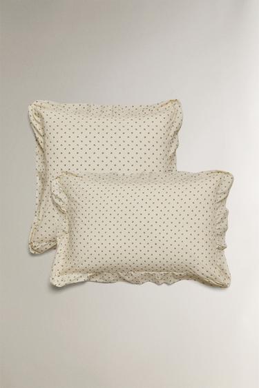 CHILDREN'S RUFFLED FLORAL PRINT PILLOWCASE - Ecru by Zara