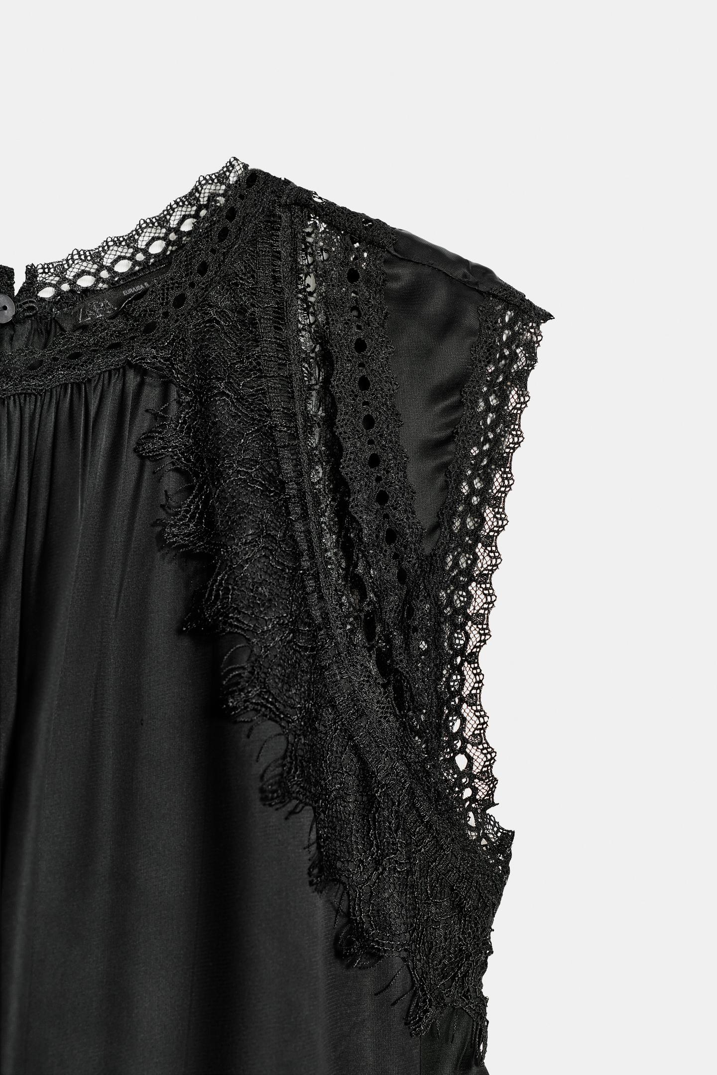 Женское платье Zara ZW Collection Short Lace, цвет: Чёрный — фото 8