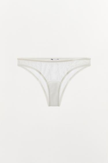 CULOTTE EN MESH ET DENTELLE - Blanc cassé de Zara - Image 4