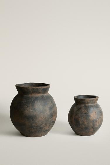 OVAL DECORATIVE CERAMIC VASE — Brown 1