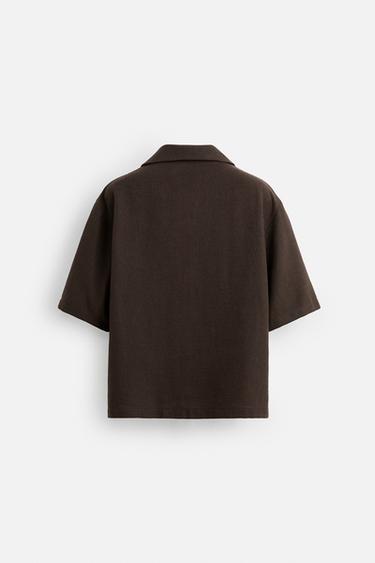 TEXTURED SHIRT - Brown by Zara - Image 7