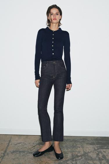 Zaras JEANS ZW COLLECTION BOOTCUT MEDELHÖG MIDJA - Blå