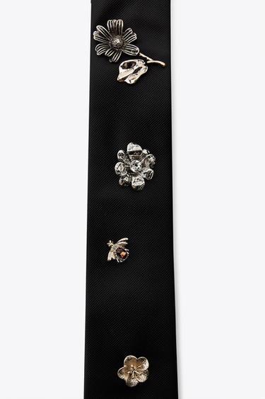 PLAIN TIE WITH BROOCHES - Black by Zara - Image 1