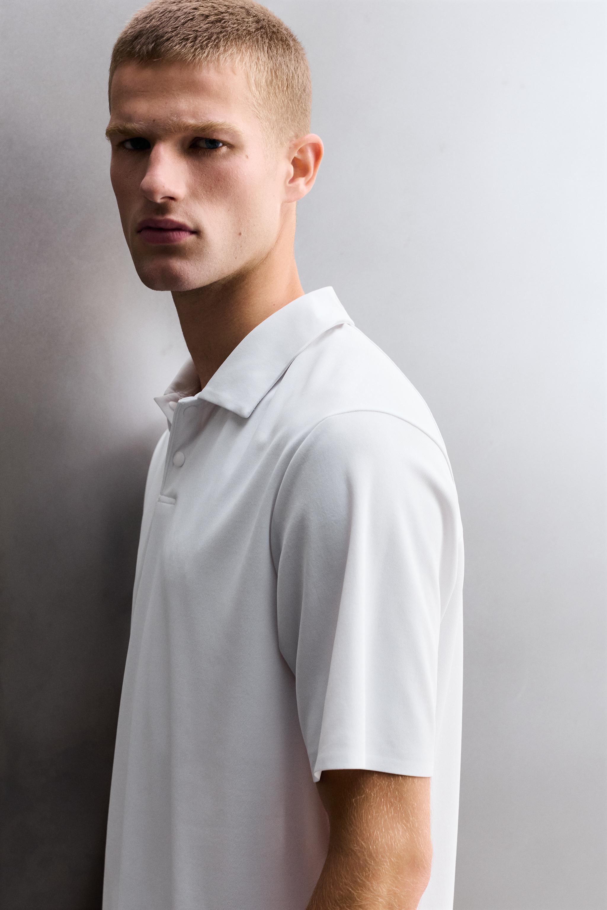 Zara TEKNİK DOKULU ANTRENMAN POLO T-SHIRT görsel 5
